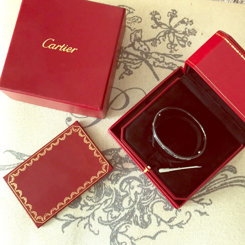 Cartier Love Bracelet  size 20, 18k platinum.